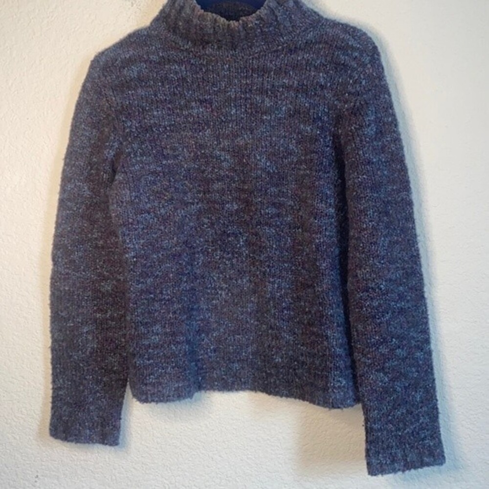 Caslon wool knit crop mock sweater wide S cowl lagen cottage boho turtleneck